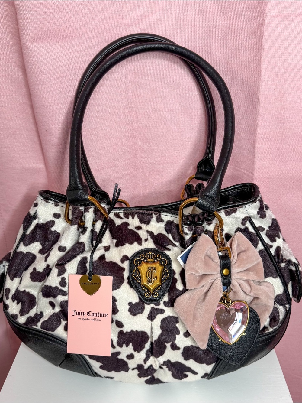 Juicy Couture Juicy Romance Cow Satchel Liquorice/White